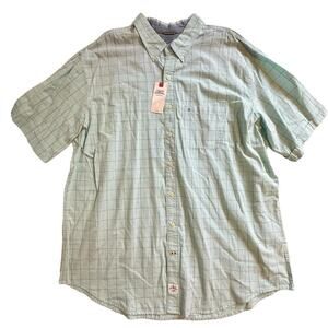 NWT Izod Seaport Aqua Sky Poplin Button Down 2XL